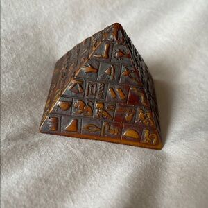 Brown Pyramid Figurine with Hieroglyphs